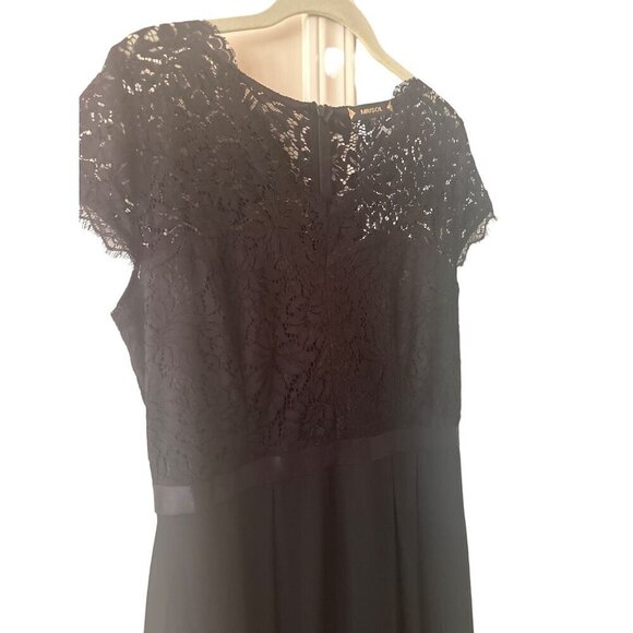 Miusol Long Black Lace Bodice Full Skirt Formal Dress Size Large - Picture 3 of 7